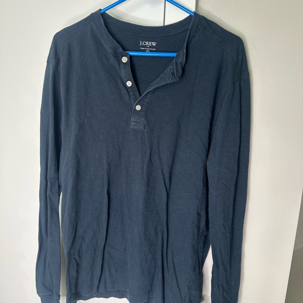 J. Crew Men's Navy Long-Sleeve Henley Shirt